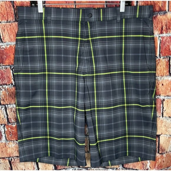 Nike Other - Nike Tartan Plaid Flat Front Golf Shorts Men’s Size 36 Grey Green 648319-060